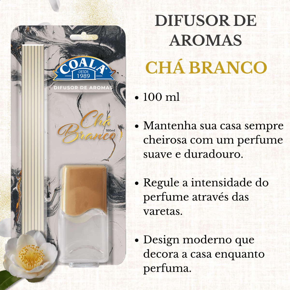Difusor de Aromas Coala Chá Branco do kit